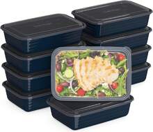 20-Piece Lightweight, Durable, Reusable -Free 1-Compartment Containers - Microwave, Freezer, Dishwasher Safe - Navy Blue - 藏蓝色 - 查看 1