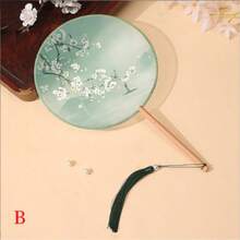 中国古典扇子，仿古复古风扇子，流苏绣花女扇，长柄流苏舞蹈扇，汉服宫廷扇，旗袍圆扇，适合纪念品，婚礼活动，节日聚会，情侣信物 - 彩色 - 查看 9