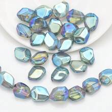 20 piezas de cuentas de vidrio facetadas irregulares de 12*16mm con agujero central, en colores chapados, accesorios de joyería artesanal DIY, adornos para teléfonos, llaveros, decoración de autos