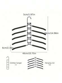 1 Pieza Organizador de armario multifuncional de 5 en 1, con capas acolchadas antideslizantes de espuma de alta resistencia, adecuado para abrigos, suéteres, trajes, camisas y otras prendas