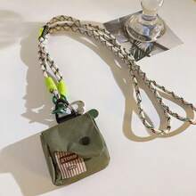 酷炫黑色包包吊坠手机壳挂绳旋转编织带长斜跨带交叉绳手机通用女士钱包迷你钱包零钱包 - 黑色 - 查看 5