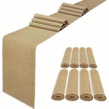 6 Pack Natural Burlap Table Runners,12 X 72 Inch Rustic Jute Table Runner And Placemats Bulk For Western Wedding Table Decorations,Farmhouse Style Party,Holiday,Kitchen Coffee Table Decor Cover - 8 Pack 12x120inch - View 1