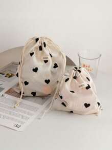 1 Small And Convenient Love Storage Bag, Which Can Put Lipstick, Air Cushion, And Carry It With You When Traveling, And The Drawstring Design Is More Fashionable And Foreign