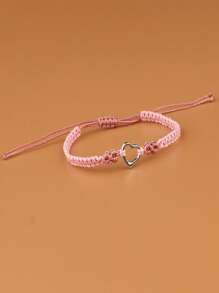 1pc Minimalist Braided Heart-Shaped Bracelet, Suitable As Couple Gift