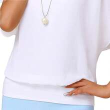 Neineiwu Women's Summer Loose Casual Short Sleeve Chiffon Top-Shirt Blouse - White / Black Polka Dot - View 7