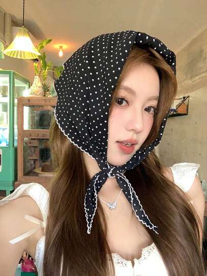 Women Bandana 1pc Casual Plain Polka Dot Triangular Scarf, Streetwear Fashion Hair Accessories Casual Head Scarf Soft Hair Bands Fall Winter Headbands For Women For Vacation Outfits Woman