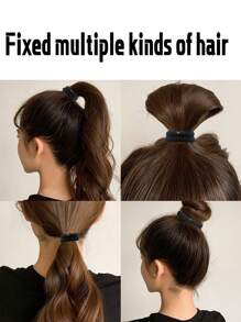 1Pc/3Pcs/5Pcs/10Pcs/20Pcs Fashionable Simple Style Black Hair Ties, Hair Accessories For Men And Women, Soft Braided Elastic Ponytail Holders, Hairband Scrunchies, Rubber Band, Bun & Ponytail Clips, Durable And Anti-Slip