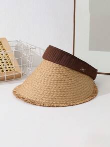 1 pezzo Cappello di paglia estivo leggero da donna, traspirante e confortevole, ampia tesa per la coda di cavallo, stile casual ed elegante, cappello da sole adatto per attività all'aperto, passeggiate, shopping, vacanze e uso quotidiano