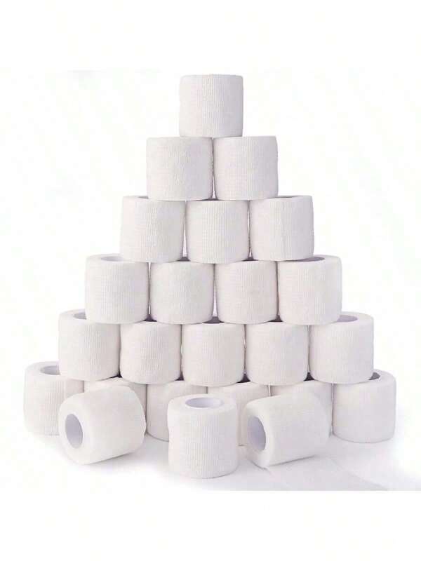 6 Rolls White Elastic Self Adhesive Bandage Wrap, Breathable Flexible Fabric Non Woven Cohesive Bandage