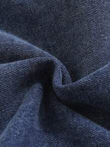 Girls Casual Washed Blue Denim Flare Pants With Shell Embroidery, Versatile Trousers Suitable For Girls All Seasons