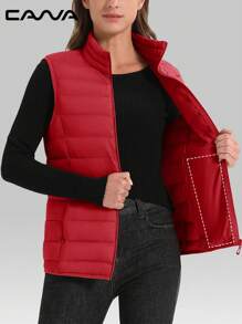 Cavva Women's Lightweight Vests Jacket Water Resistence Soft Sleeveless Warm Jacket Hiking Camping Running Outdoor - Red - View 5