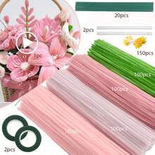 Juego de limpiapipas de 400/525/575 piezas con video tutorial, perfecto para hacer flores, chenilla para trabajos manuales, arreglos florales artificiales, regalos del Día de San Valentín y del Día de la Madre