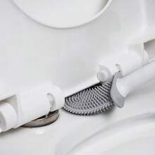 1 件硅胶马桶刷，无缝家用清洁刷，可拆卸长柄，透气马桶刷，防漏，平头，软毛，快干， - 黑色 - 查看 2