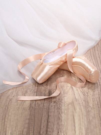 Girls Fashion Professional Ballet Pointe Shoes, Pink Silk Satin Ballet Slippers, Ballet Flat Shoes, Suitable For Dance Competitions, Yoga,Party