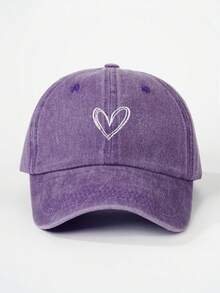 1pc Embroidered Heart Washed Baseball Cap, Adjustable Outdoor Casual Sun Hat, Suitable For Spring Autumn Travel, Fashion Versatile Sunshade, Men's Y2K Style Cap - Baseball Cap - View 22