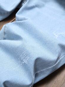 男士口袋设计紧身牛仔裤，做旧款式，舒适弹力腰带 - 淺色水洗藍 - 查看 6