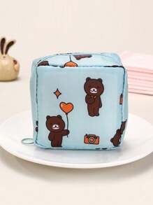 1pc Cute Cartoon Multi.Purpose Waterproof StorageBag-Big Capacity SanitaryNapkin Storage Bag CosmeticStorage Bag Student TravelEssentials Pencil Bag WalletStationery Storage Bag(ThePrinting Position Of ThePattern Is Not Fixed),BohoVibes
