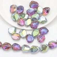 20 piezas de cuentas de vidrio facetadas irregulares de 12*16mm con agujero central, en colores chapados, accesorios de joyería artesanal DIY, adornos para teléfonos, llaveros, decoración de autos
