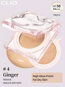 K-Beauty KILL COVER 高光气垫粉底霜，14g*2 [含替换装]，SPF50+ PA++++，适合干性皮肤，高光效果，全面覆盖，72 小时持久，贴合皮肤，无粉感，持久，轻盈，可叠加覆盖，韩国彩妆 - #4 GINGER - 查看 2
