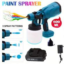 1 Set SUBY Pistola a spruzzo senza fili, con 2 batterie 21V, adatto per verniciatura, pulizia, irrigazione