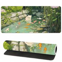 1PC Super Cool Cat Is In The Fishpond Large Gaming Mouse Pad With Extended Rubber Edge And Precise Locking - Soft Comfortable And Non-Slip For Your Desk