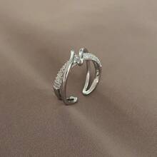 1 pieza Anillo de extremo abierto con diseño único de cruce elegante y minimalista, adecuado para uso diario