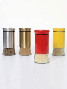 2 件盐和胡椒瓶套装，带透明玻璃底的盐瓶，5 盎司盐和胡椒套装，适用于烹饪桌、房车烧烤、黑白厨房装饰和配件厨房用品 - 紅色 - 查看 7