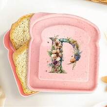 1 pieza Caja de almuerzo portátil con tapa con forma de tostada, caja de sándwich con pan tostado, contenedor de alimentos con patrón de letra creativo, cajas de aperitivos para cocina, picnic al aire libre, caja bento de gran capacidad - Rosa - Ver 86