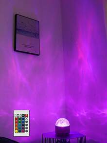 1pc Aurora Ocean Wave Night Light Projector With Remote Control, USB Powered, RGB 16 Colors Ceiling Projection Lamp, Suitable For Nursery Decor, Bedroom Night Light, Home Theater, Game Room, Creates Cozy Ambiance, Ideal For Holidays