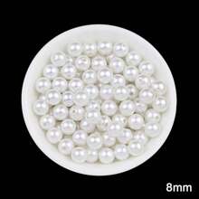3-14mm ABS Faux Pearl Beads With Hole, Loose Round Craft Beads For Jewelry Making, DIY Handmade Needlework Faux Pearl Necklace Bracelet 8 Size White Beige