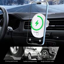 15W Car Mount Phone Holder Wireless Charger, Magnetic Wireless Charging Compatible With Apple Devices Suitable For Office, Dorm, And Home Nan - White - View 2