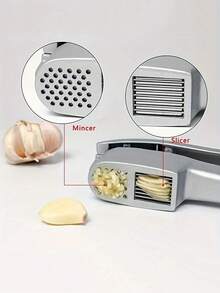 1件装二合一蒜蓉压榨器/蒜蓉器 - 多功能厨房工具，铝合金材质，手动操作，无需用电，厨房好帮手 | 时尚金属设计 | 易于清洁材质，蒜蓉压榨器 - 彩色 - 查看 5