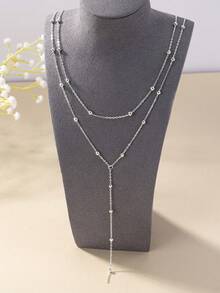 1pc Fashionable Multilayer Collarbone Necklace, Versatile And Sexy - Silver - View 2