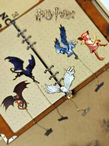 Harry Potter 1Pc Vintage Metal Bookmark, Aesthetics Hogwarts Magical Creatures Theme Bookmark With Tail Chain For Reading, Journal Hanging, Perfect Birthday Gift, Back To School Supplies For Book Lovers And Harry Potter Fans[Officially Licensed]