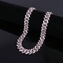 1 件嘻哈个性化时尚复古多色粉色闪亮 DIY 项链 T 恤配饰项链适合日常佩戴、派对和礼物