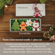 1pc Christmas Scented Candle Set, Christmas Scented Candle Gift Box, Creative Handmade Decor, Candle Holder Set, Suitable For Autumn, Festivals, Christmas, Winter, Room Decor, Gifts, Christmas Element Shaped Candles, Cute Fragrance Candles