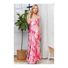 ADORA Print Spaghetti Strap Maxi Dress - Pink - View 6