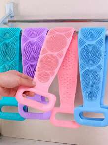 1 件硅胶身体去角质刷，淋浴刷，配有超长带子和手柄，方便背部去角质和去除身体污垢