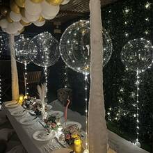 10/20pcs LED Glowing Balloon Decor Set - Transparent, Sparkling Balloons With Soft Glow For Valentine's Day, Wedding, Anniversary Christmas, Halloween Birthday - Battery Operated, Party Decor Glowing Balloon Durable Plastic Balloons, Balloon Decorations - 彩色 - 查看 5