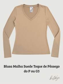 Women's Suede Knit Blouse With V-Neckline – Comfort, Style And Versatility For All Occasions - 米色 - 查看 1