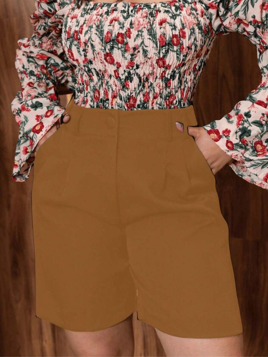 Women's Tailored Bermuda Shorts - Rust Brown - View 1