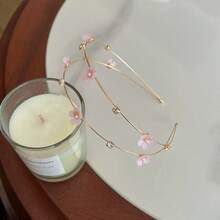 1 件双层合金细发带，配仿珍珠帽子花饰，甜美发饰，女孩头饰 - 彩色 - 查看 5