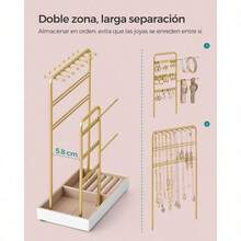 SONGMICS Expositor de Joyas Soporte para Joyas Organizador de Joyas Bandeja de Terciopelo Dorado MJJS021A01V1 - Dorado - Ver 3