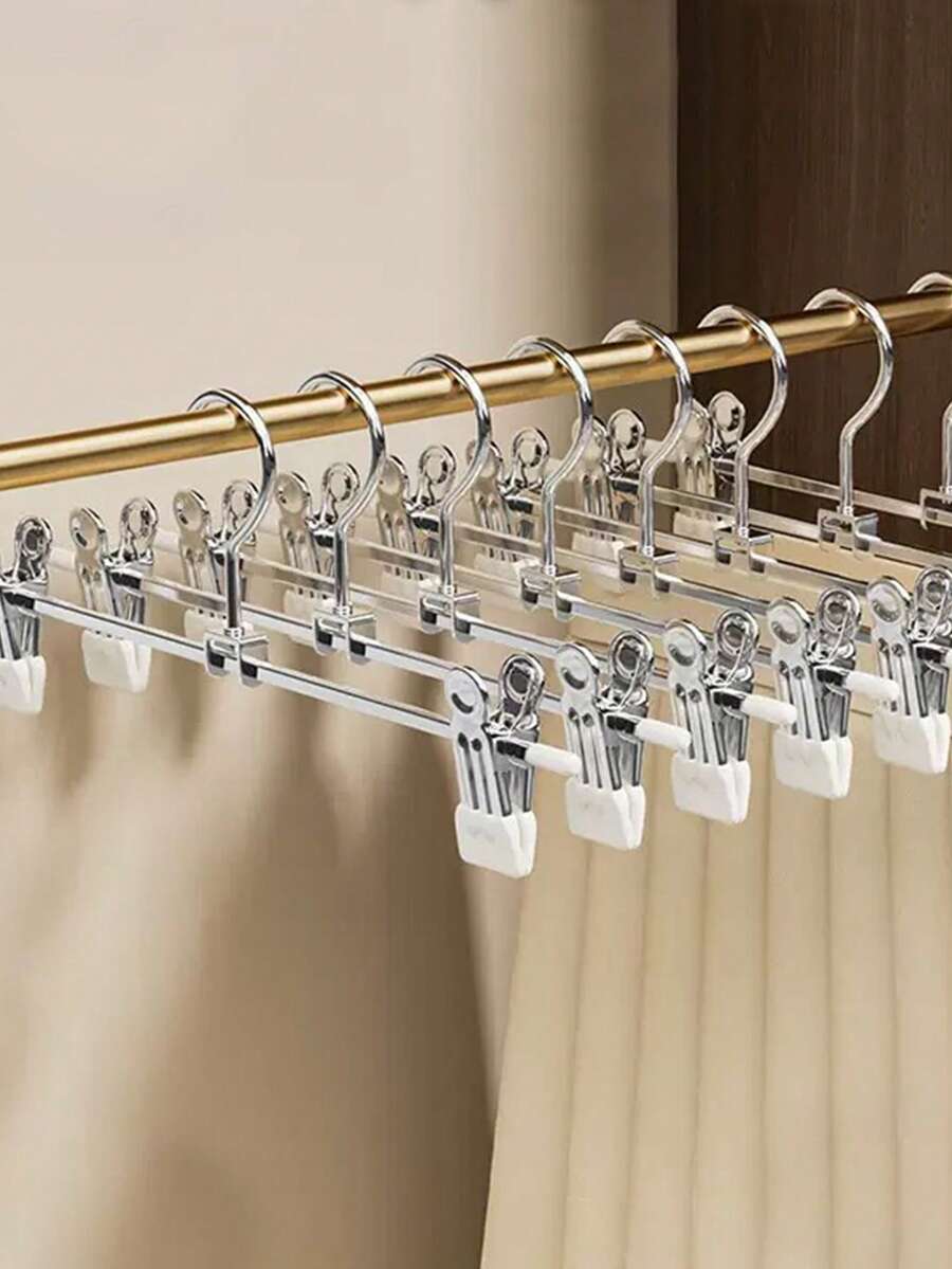 5/10/20pcs Metal Anti Slip Pants Clip, Non Marking Anti Slip, Household Silicone Thick Skirt Clip, Drying Pants Clip, Hanging Clothes Rack, Drying Clothes Rack, Household Thick Anti Slip Clothes Rack Skirt Clip, Drying Pants Clip, Hat Clip, Multifunctional Hook - Silver - View 1