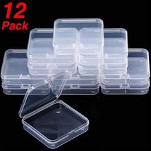 SATINIOR 12 Pack Clear Plastic Beads Storage Containers Box With Hinged Lid For Beads And More (5.2 X 3.03 X 1.18 Inch)