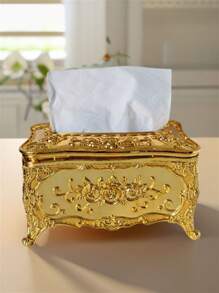 1pc European Style Household Light Luxury Tissue Box, Home Dining Table Tissue Holder Ornament, Desktop Decoration