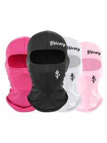 2 pièces/1 pièce Cagoule de ski avec imprimé lettre et dollar pour hommes et femmes, masque facial anti-UV et coupe-vent pour planche à neige et moto