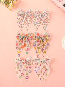 6pcs Girls' Minimalist Casual Back To School Wish Design Colorful Letter & Butterfly Hair Clips