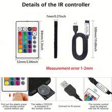 1pc/2pcs 24-Key Infrared RGB LED Controller, 4-Pin USB 5V Control Cable, Remote Control Dimmer For 5050/3528/2835 RGB LED Strips