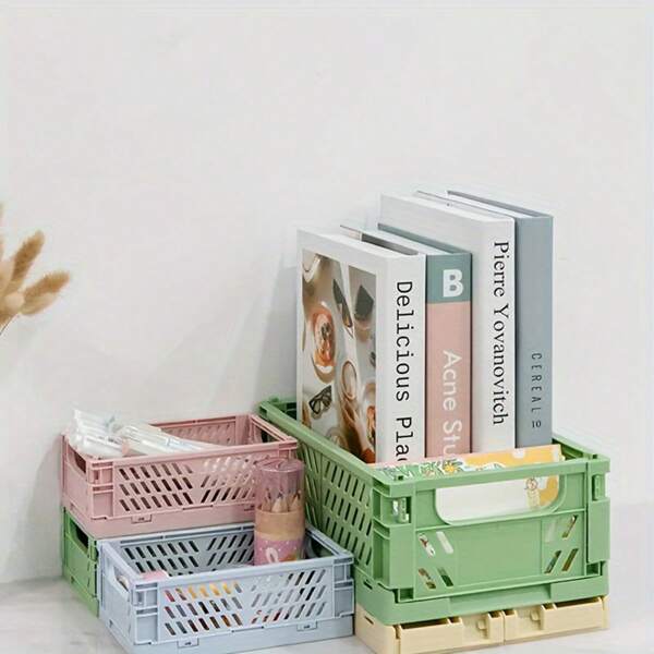 1 peça, caixas de armazenamento dobráveis de plástico PP, organizador empilhável e economizador de espaço para despensa, armário e organização doméstica